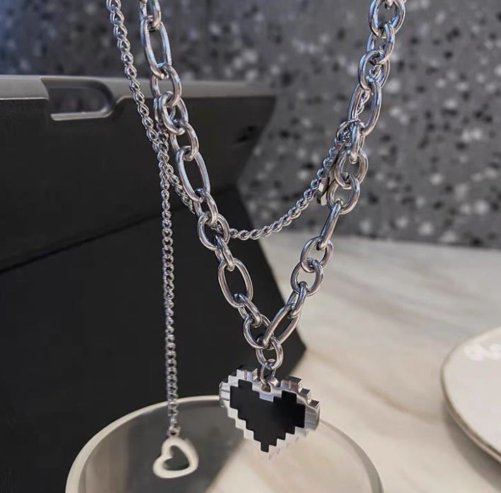 Wholesale titanium steel black love necklace JDC-NE-SF081 NECKLACE 少峰 Wholesale Jewelry JoyasDeChina Joyas De China