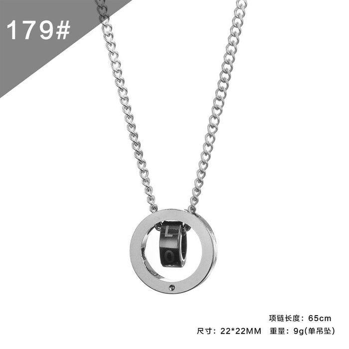 Wholesale Titanium Steel Chain and Alloy Pendant Necklaces pack of 2 JDC-NE-QZ002 Necklaces JoyasDeChina 179 MINIMUM 2 Wholesale Jewelry JoyasDeChina Joyas De China