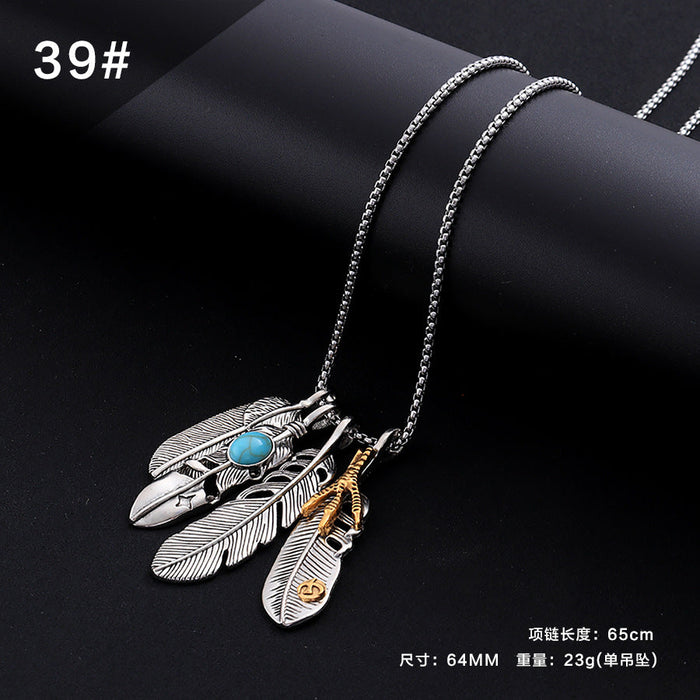 Wholesale Titanium Steel Chain and Alloy Pendant Necklaces pack of 2 JDC-NE-QZ002 Necklaces JoyasDeChina 39 MINIMUM 2 Wholesale Jewelry JoyasDeChina Joyas De China