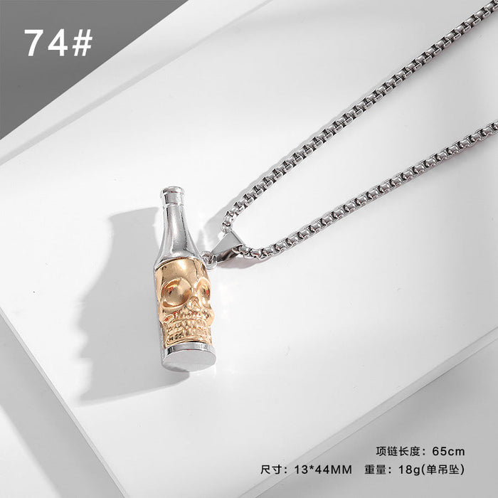 Wholesale Titanium Steel Chain and Alloy Pendant Necklaces pack of 2 JDC-NE-QZ002 Necklaces JoyasDeChina 74 gold MINIMUM 2 Wholesale Jewelry JoyasDeChina Joyas De China