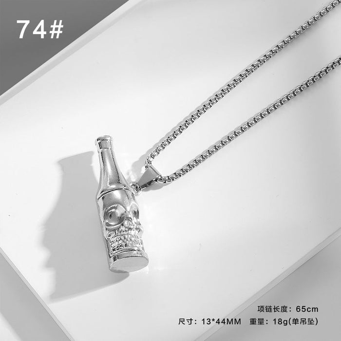 Wholesale Titanium Steel Chain and Alloy Pendant Necklaces pack of 2 JDC-NE-QZ002 Necklaces JoyasDeChina 74 steel MINIMUM 2 Wholesale Jewelry JoyasDeChina Joyas De China