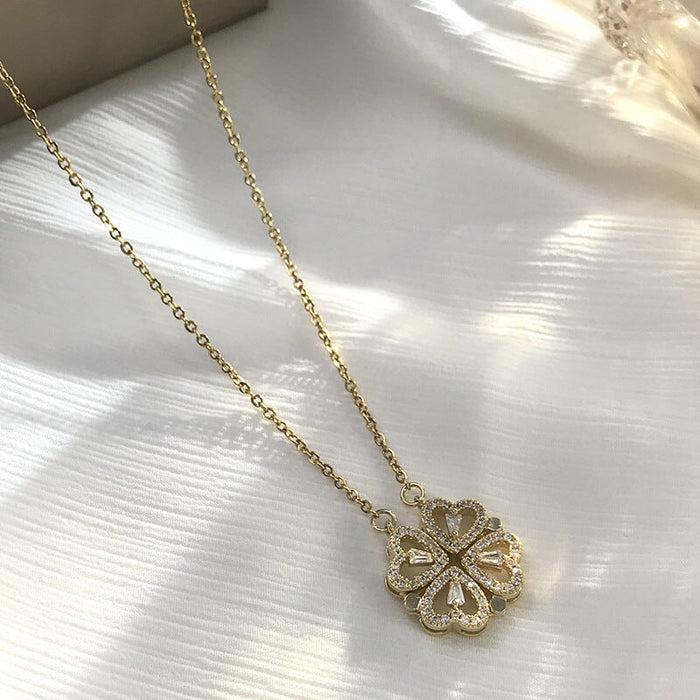 Wholesale titanium steel clover love clavicle chain neck chain JDC-NE-TD004 Necklces 一自 一然 gold DX217 Wholesale Jewelry JoyasDeChina Joyas De China