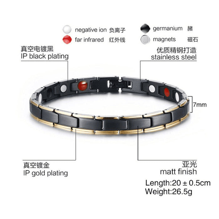 Wholesale Titanium Steel Couple Magnetic Bracelet JDC-BT-HUAY001 Bracelet 华印 Women's golden black Wholesale Jewelry JoyasDeChina Joyas De China