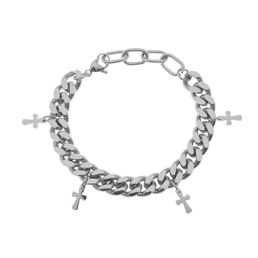 Wholesale Titanium Steel Cross Cuban Hip Hop Couple Bracelet JDC-BT-JiuB002 Bracelet 玖柏 16CM+5CM Wholesale Jewelry JoyasDeChina Joyas De China