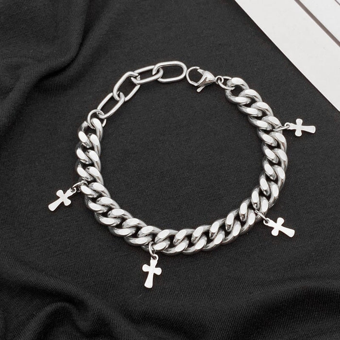 Wholesale Titanium Steel Cross Cuban Hip Hop Couple Bracelet JDC-BT-JiuB002 Bracelet 玖柏 Wholesale Jewelry JoyasDeChina Joyas De China