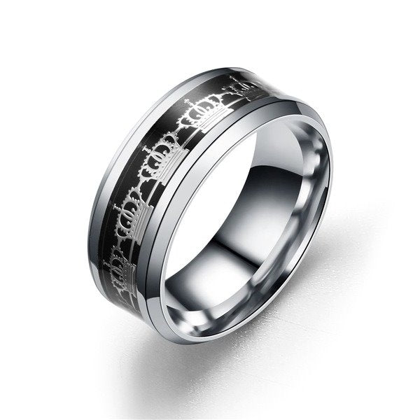 Wholesale Titanium steel crown ring JDC-RS-TS059 Rings 腾穗 8MMblack 6# Wholesale Jewelry JoyasDeChina Joyas De China