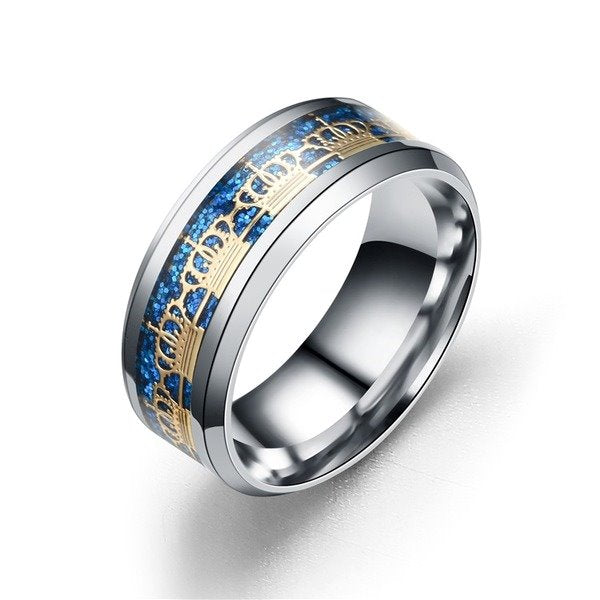 Wholesale Titanium steel crown ring JDC-RS-TS059 Rings 腾穗 8MMblue 6# Wholesale Jewelry JoyasDeChina Joyas De China