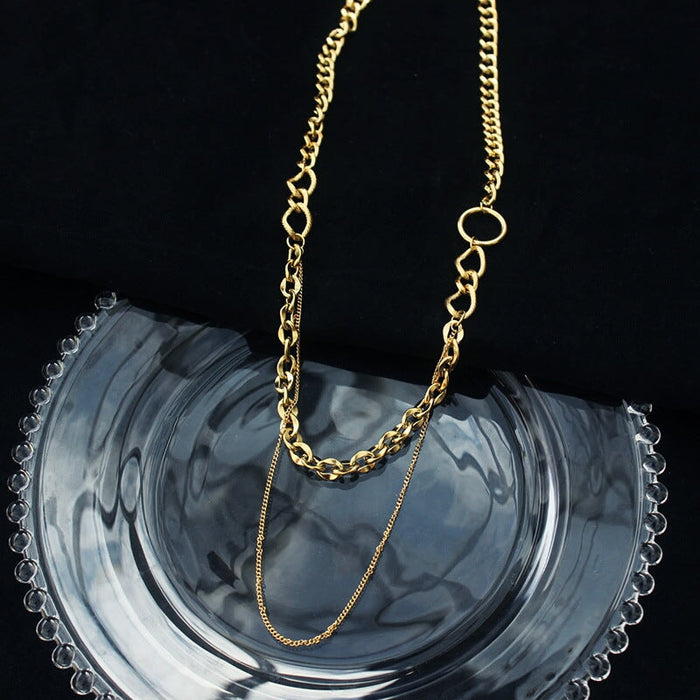Wholesale Titanium Steel Cuban Chain Necklace JDC-NE-MiMu001 Necklaces 米目 K Gold-Asymmetric Wholesale Jewelry JoyasDeChina Joyas De China