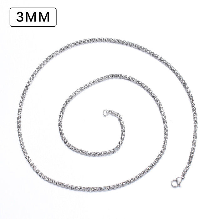 Wholesale Titanium Steel Cuban Chain Necklaces pack of 2 JDC-NE-QZ005 Necklaces JoyasDeChina 3MM thick 45CM long MINIMUM 2 Wholesale Jewelry JoyasDeChina Joyas De China