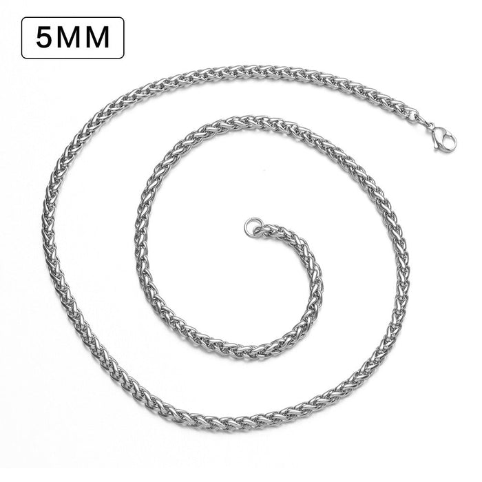 Wholesale Titanium Steel Cuban Chain Necklaces pack of 2 JDC-NE-QZ005 Necklaces JoyasDeChina 5MM thick 50CM long MINIMUM 2 Wholesale Jewelry JoyasDeChina Joyas De China