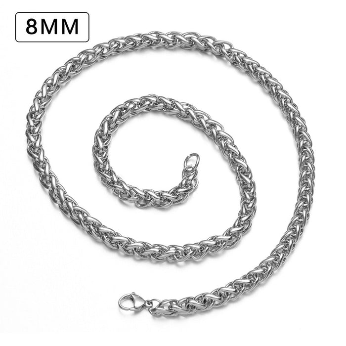 Wholesale Titanium Steel Cuban Chain Necklaces pack of 2 JDC-NE-QZ005 Necklaces JoyasDeChina 8mm thick 45cm long MINIMUM 2 Wholesale Jewelry JoyasDeChina Joyas De China