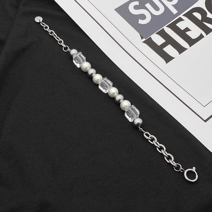 Wholesale Titanium Steel Cuban Chain Transparent Square Pearl Bracelet JDC-BT-JiuB001 Bracelet 玖柏 Wholesale Jewelry JoyasDeChina Joyas De China