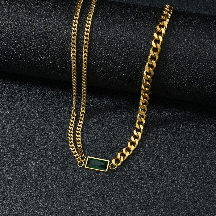 Bulk Jewelry Wholesale titanium steel fashion 304 stainless steel green zircon necklace  JDC-NE-L015 Wholesale factory from China YIWU China