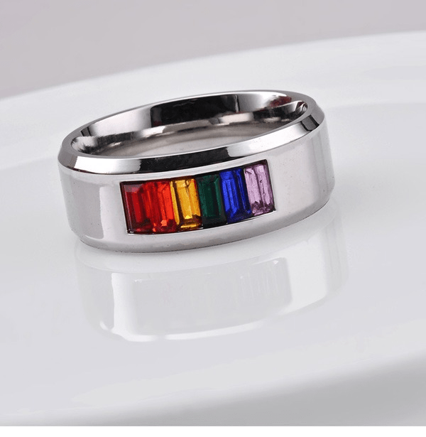 Wholesale titanium steel gay rainbow ring JDC-RS-QianF016 Rings 千风 Wholesale Jewelry JoyasDeChina Joyas De China