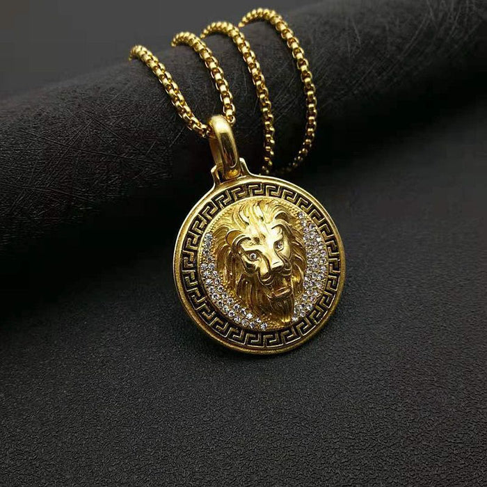 Wholesale Titanium Steel Gold Plated Lion Head Pendant Charms JDC-CS-FY008 charms 福友 Wholesale Jewelry JoyasDeChina Joyas De China