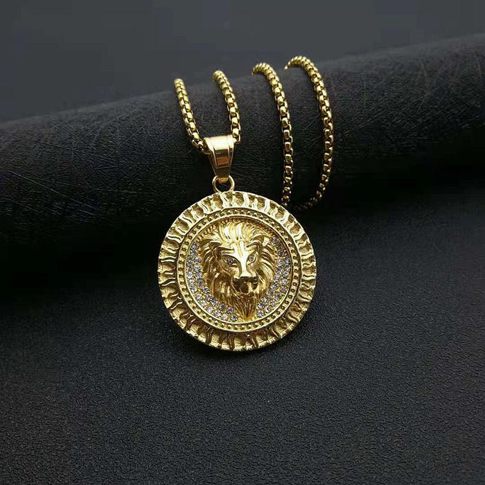Wholesale Titanium Steel Gold Plated Lion Head Pendant Charms JDC-CS-FY014 charms 福友 Wholesale Jewelry JoyasDeChina Joyas De China