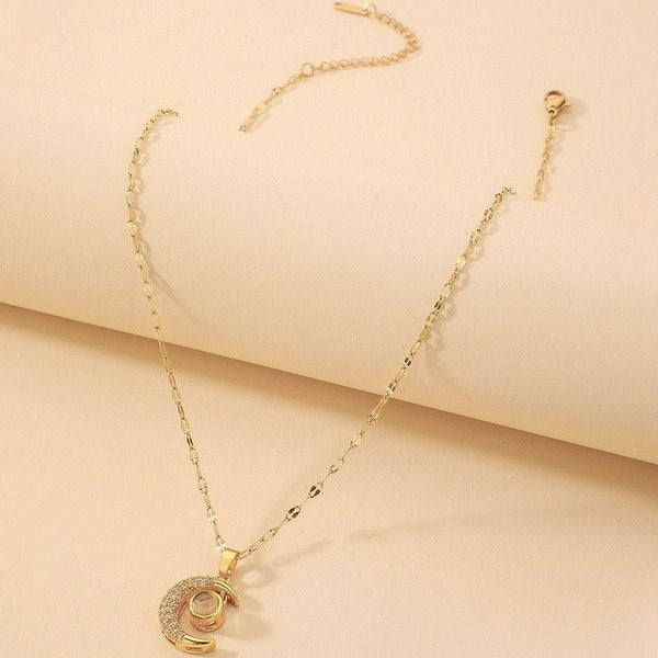 Wholesale titanium steel Golden Moon Necklaces JDC-NE-YWJQ011 Necklaces 砱拫儕? Wholesale Jewelry JoyasDeChina Joyas De China
