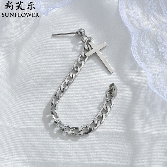 Wholesale titanium steel lovers cross chain non fading personalized Earrings JDC-ES-RXSFL014 Earrings 尚芙乐 Wholesale Jewelry JoyasDeChina Joyas De China