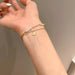Wholesale Titanium Steel Pearl Love Double Layer Bracelet JDC-BT-HanJ008 Bracelet 韩爵 Wholesale Jewelry JoyasDeChina Joyas De China