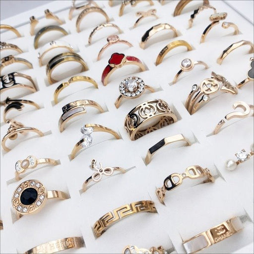 Wholesale Titanium Steel Rose Gold Zircon Ring Mixed Size JDC-RS-Xuy015 Rings 旭颖 Wholesale Jewelry JoyasDeChina Joyas De China