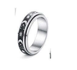 Wholesale Titanium Steel Rotating Stars Moon Decompression Anti-Anxiety Ring JDC-RS-DingC001 Rings 顶潮 Wholesale Jewelry JoyasDeChina Joyas De China