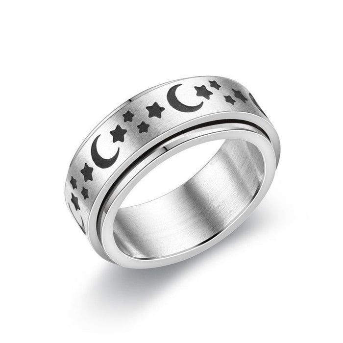 Wholesale Titanium Steel Rotating Stars Moon Decompression Anti-Anxiety Ring JDC-RS-DingC001 Rings 顶潮 Wholesale Jewelry JoyasDeChina Joyas De China