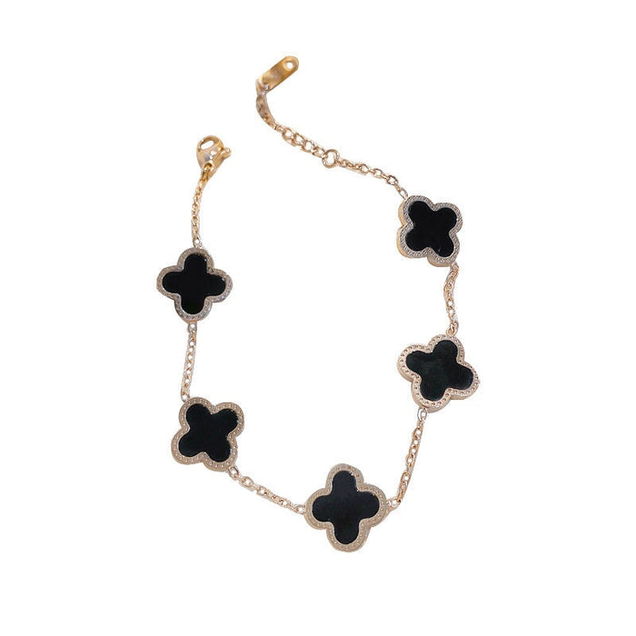 Wholesale titanium steel shell lucky four-petal flower bracelet JDC-BT-BaoY013 Bracelet 宝钰 Wholesale Jewelry JoyasDeChina Joyas De China