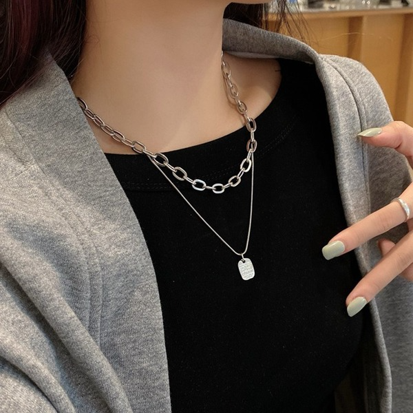 Bulk Jewelry Wholesale titanium steel silver explosions necklace sweater chain JDC-NE-L004 Wholesale factory from China YIWU China