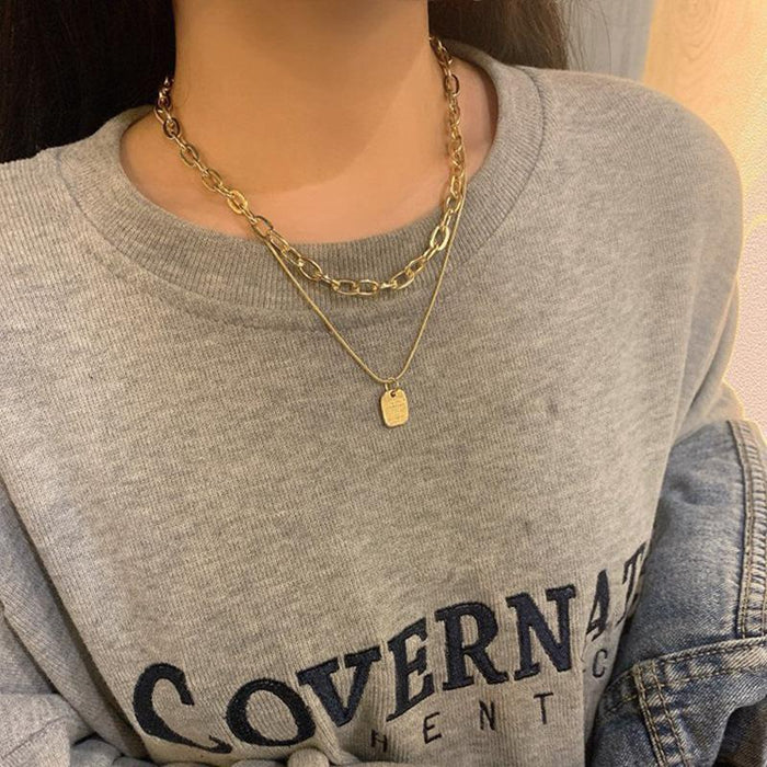 Bulk Jewelry Wholesale titanium steel silver explosions necklace sweater chain JDC-NE-L004 Wholesale factory from China YIWU China