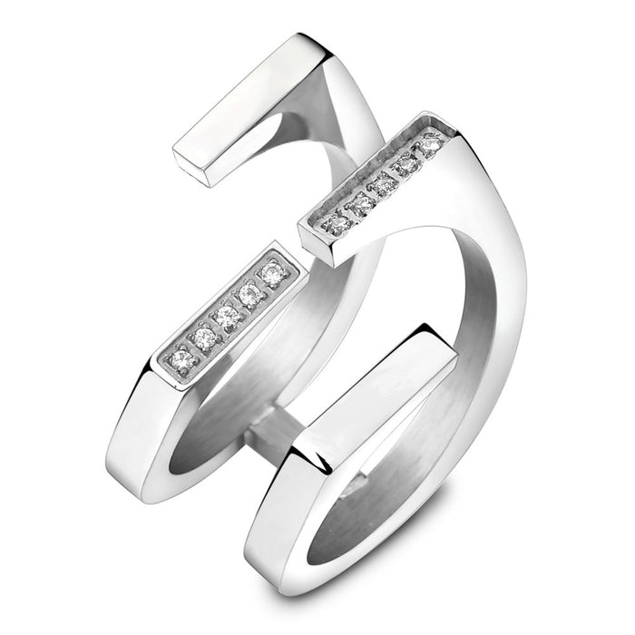 Wholesale Titanium Steel Zircon Rings JDC-RS-Zhongj013 Rings 众喆 steel color 6 Wholesale Jewelry JoyasDeChina Joyas De China