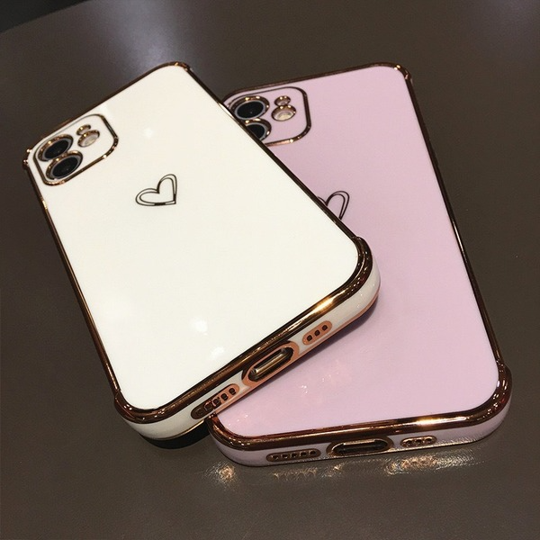 Bulk Jewelry Wholesale TPU iphone solid color plating love straight-edge phone case JDC-PC-ZY006 Wholesale factory from China YIWU China