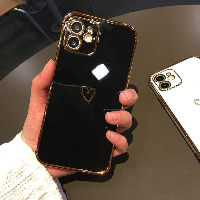 Bulk Jewelry Wholesale TPU iphone solid color plating love straight-edge phone case JDC-PC-ZY006 Wholesale factory from China YIWU China
