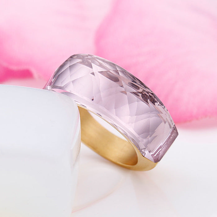 Wholesale translucent glass plating 18k gold stainless steel rings JDC-RS-KL008 Rings JoyasDeChina Wholesale Jewelry JoyasDeChina Joyas De China
