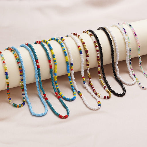 Wholesale transparent colored rice BEADS BEADED neck chain necklace JDC-NE-YinH001 necklaces 颖皓 Wholesale Jewelry JoyasDeChina Joyas De China