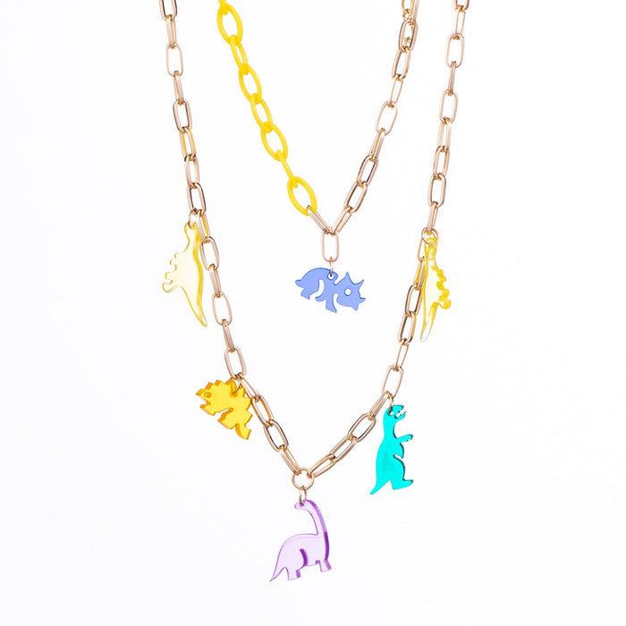 Wholesale Transparent Dinosaur Alloy Multilayer Necklace JDC-NE-YiD004 Necklaces 宜达 Wholesale Jewelry JoyasDeChina Joyas De China