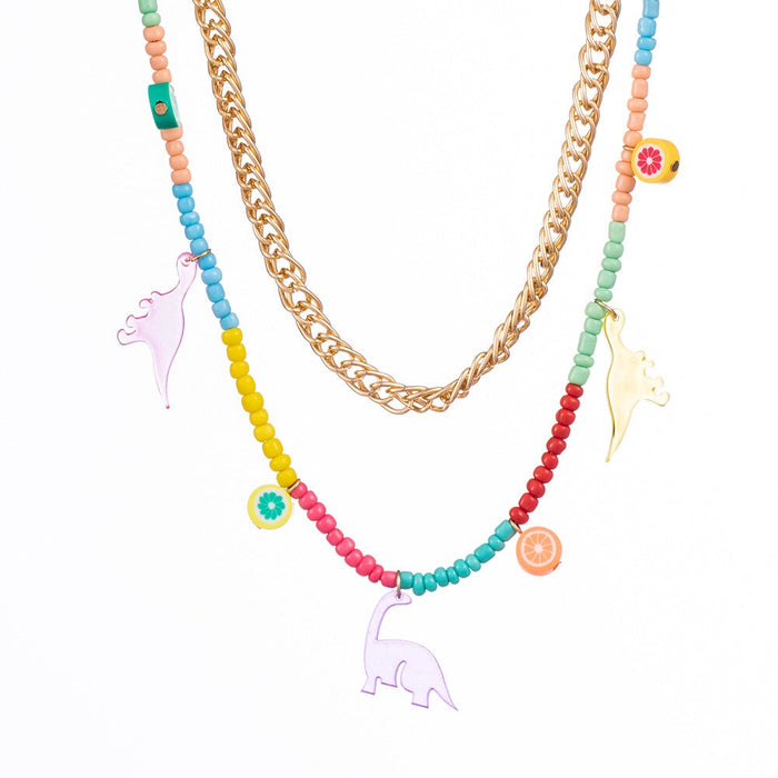 Wholesale Transparent Dinosaur Alloy Multilayer Necklace JDC-NE-YiD004 Necklaces 宜达 XH0994 Wholesale Jewelry JoyasDeChina Joyas De China