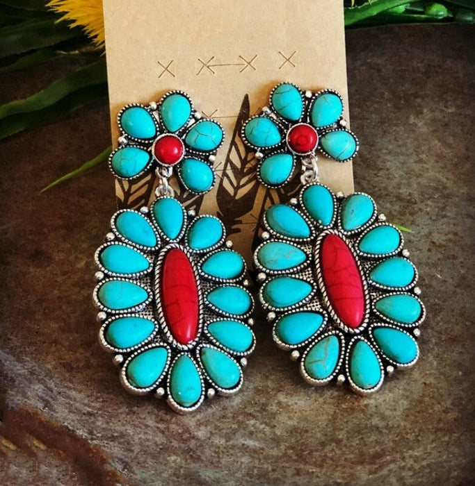 Wholesale turquoise alloy earrings JDC-ES-saip037 Earrings 赛蒲 1 Wholesale Jewelry JoyasDeChina Joyas De China