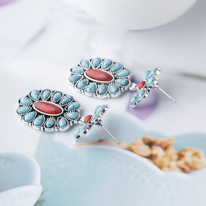 Wholesale turquoise alloy earrings JDC-ES-saip037 Earrings 赛蒲 Wholesale Jewelry JoyasDeChina Joyas De China