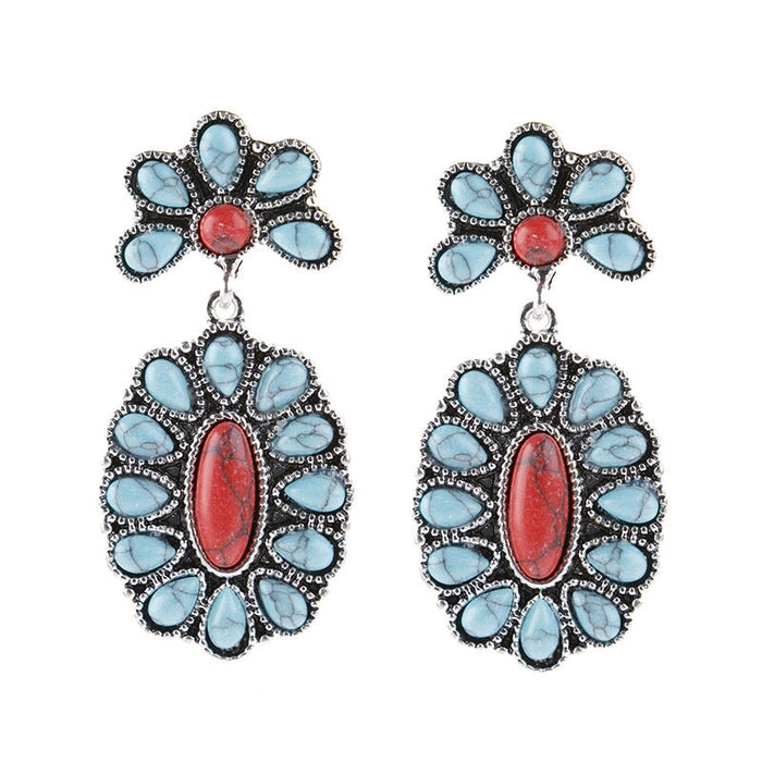 Wholesale turquoise alloy earrings JDC-ES-saip037 Earrings 赛蒲 Wholesale Jewelry JoyasDeChina Joyas De China