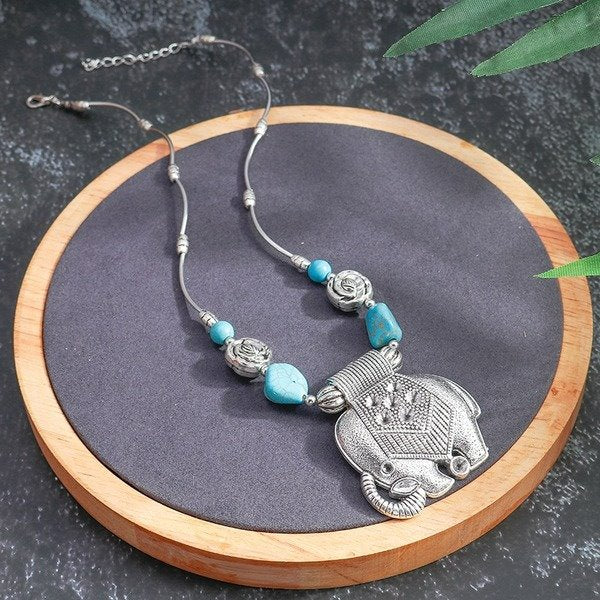 Wholesale turquoise baby elephant necklace JDC-NE-Weny004 NECKLACE 纹颖 Wholesale Jewelry JoyasDeChina Joyas De China