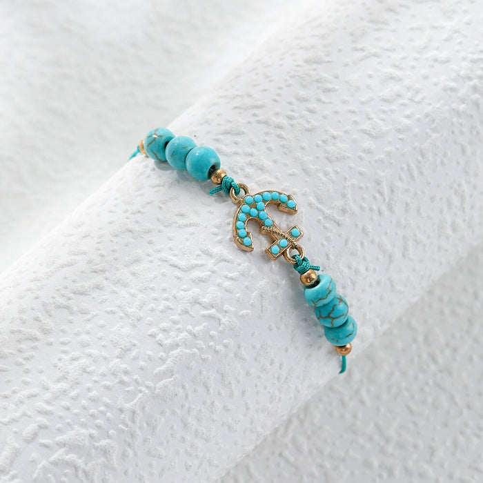 Wholesale turquoise braided alloy bracelet JDC-BT-YiD006 Bracelet 宜达 Wholesale Jewelry JoyasDeChina Joyas De China