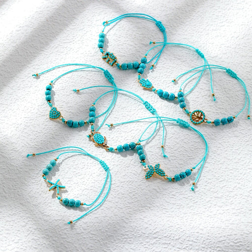 Wholesale turquoise braided alloy bracelet JDC-BT-YiD006 Bracelet 宜达 Wholesale Jewelry JoyasDeChina Joyas De China