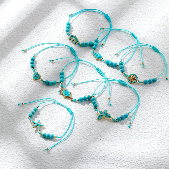 Wholesale turquoise braided alloy bracelet JDC-BT-YiD006 Bracelet 宜达 Wholesale Jewelry JoyasDeChina Joyas De China