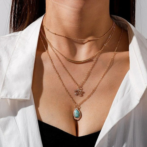 Wholesale Turquoise Demon Eye Necklace JDC-NE-Weny026 NECKLACE 纹颖 Wholesale Jewelry JoyasDeChina Joyas De China