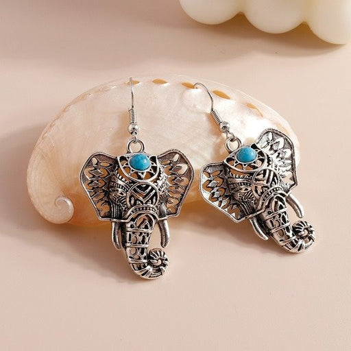 Wholesale turquoise elephant earrings JDC-ES-Weny006 Earrings 纹颖 Wholesale Jewelry JoyasDeChina Joyas De China