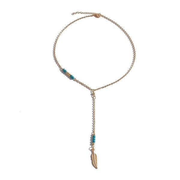 Wholesale Turquoise Feather Necklace JDC-NE-Weny027 NECKLACE 纹颖 Wholesale Jewelry JoyasDeChina Joyas De China