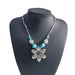 Wholesale Turquoise Flower Necklace JDC-NE-Weny036 NECKLACE 纹颖 silver Wholesale Jewelry JoyasDeChina Joyas De China