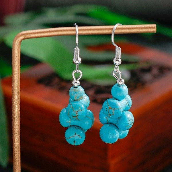 Wholesale turquoise geometric earrings JDC-ES-Weny003 Earrings 纹颖 Wholesale Jewelry JoyasDeChina Joyas De China