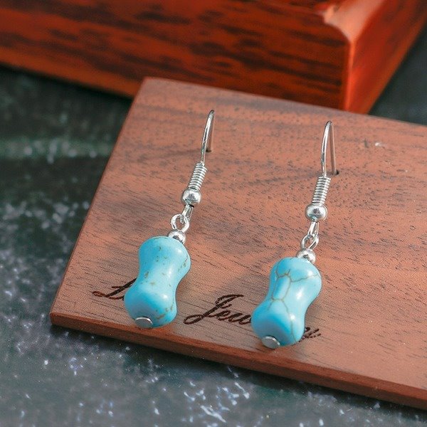 Wholesale turquoise geometric earrings JDC-ES-Weny004 Earrings 纹颖 Wholesale Jewelry JoyasDeChina Joyas De China