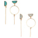 Wholesale Turquoise Gold Plated Alloy Half Round Earrings JDC-ES-Yunl007 Earrings 云罗 Wholesale Jewelry JoyasDeChina Joyas De China